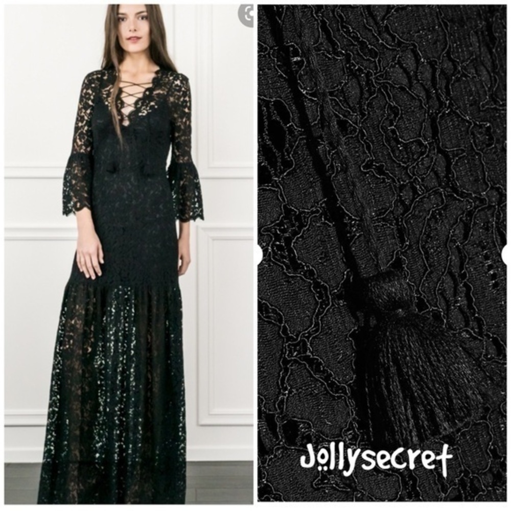 💋Rachel Zoe Adoni black lace maxi dress - Picture 3 of 16